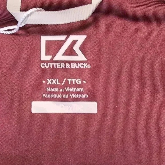 Cutter & Buck Men's XXL 1/2 Zip Pullover CB DryTec Burgundy Geo Long Sleeve NWT - Picture 3 of 10